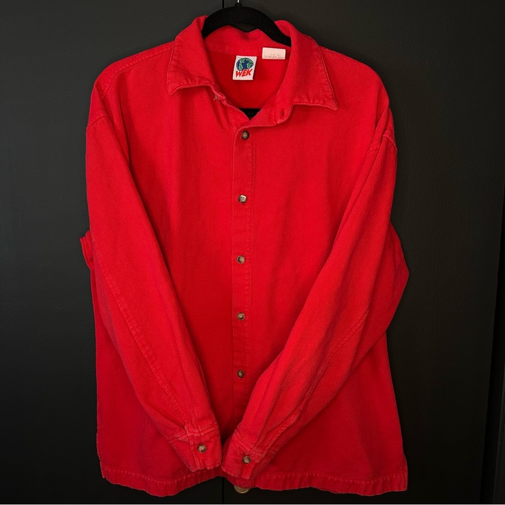 WEK Button-Up Shirt Men’s Xtra Small Crimson Red